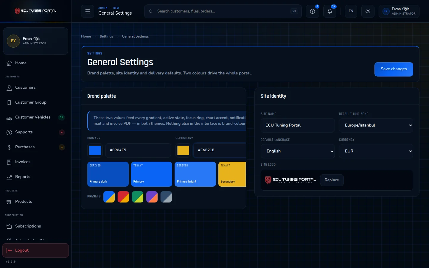 ECU Tuning Portal brand settings