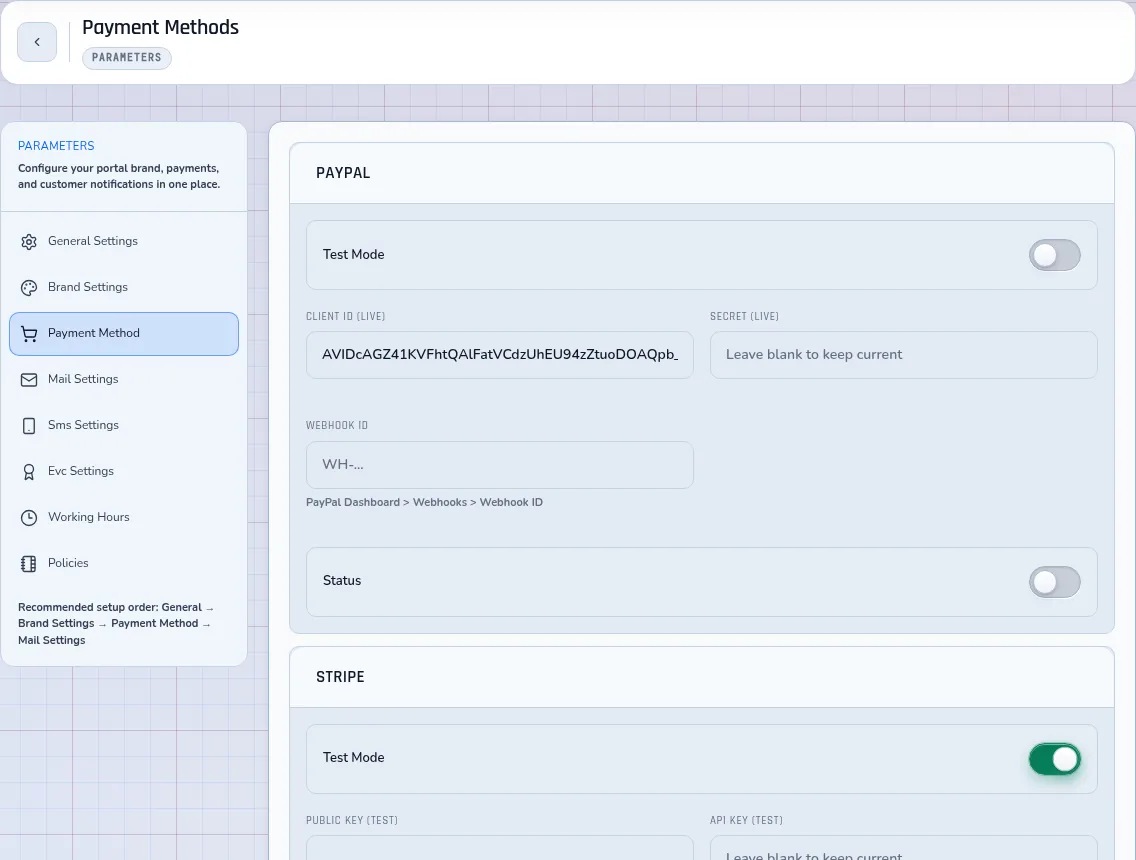 Stripe, PayPal & Bank Transfer